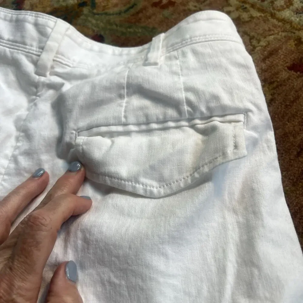 Banana Republic Linen Blend Pleated Wide Leg Pants White High Rise Coastal 6P